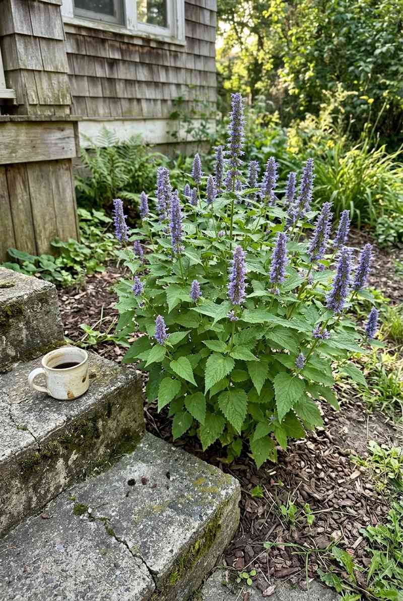 Anise hyssop with blue-purple bottle-brush flower spikes