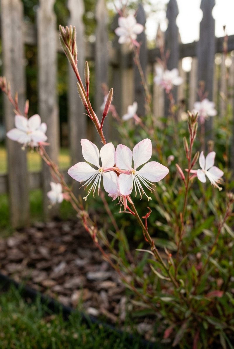 Gaura wand flower with delicate white and pink blooms